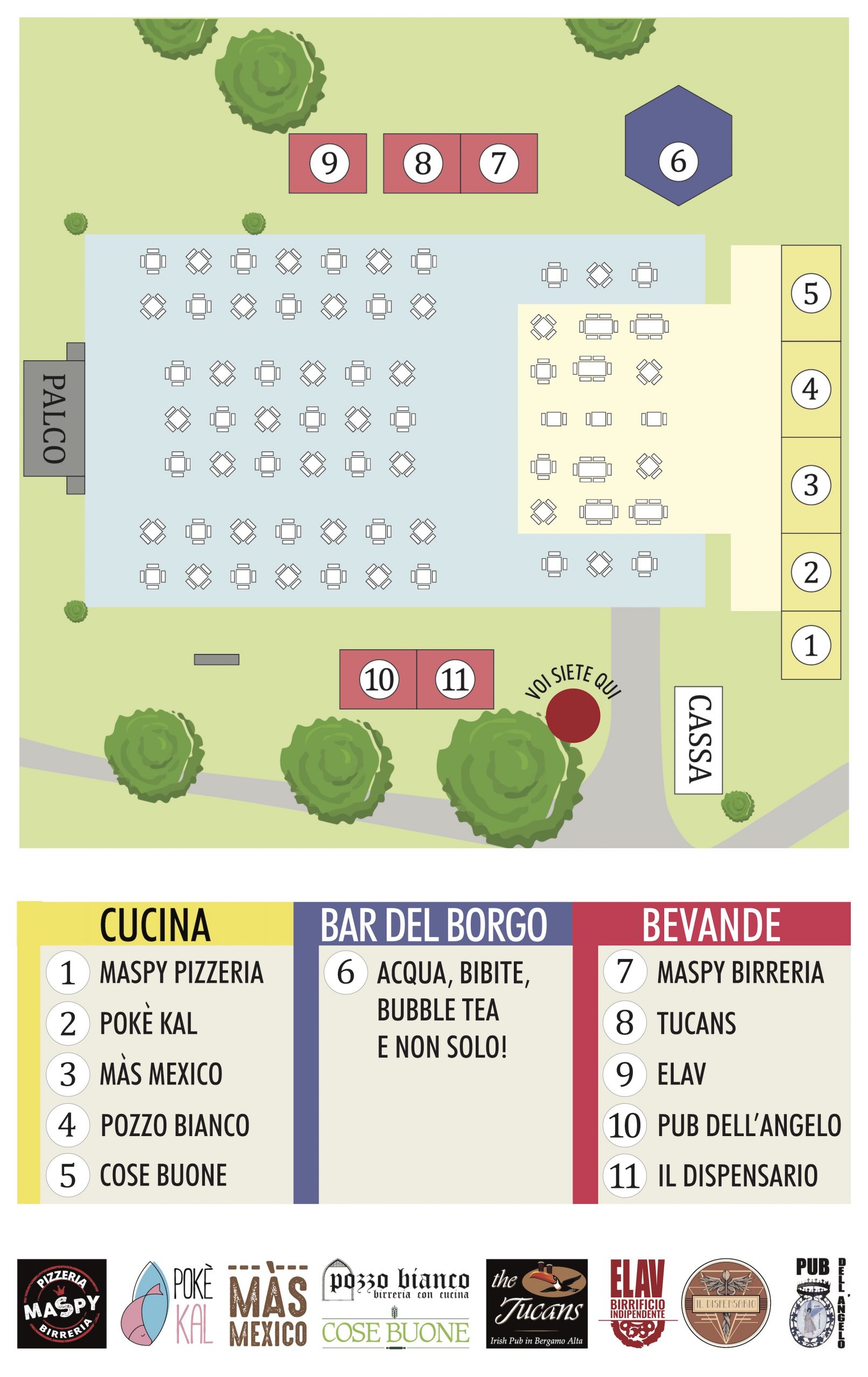 mappa dei tavoli parco Sant'Agostino - estivo 2022